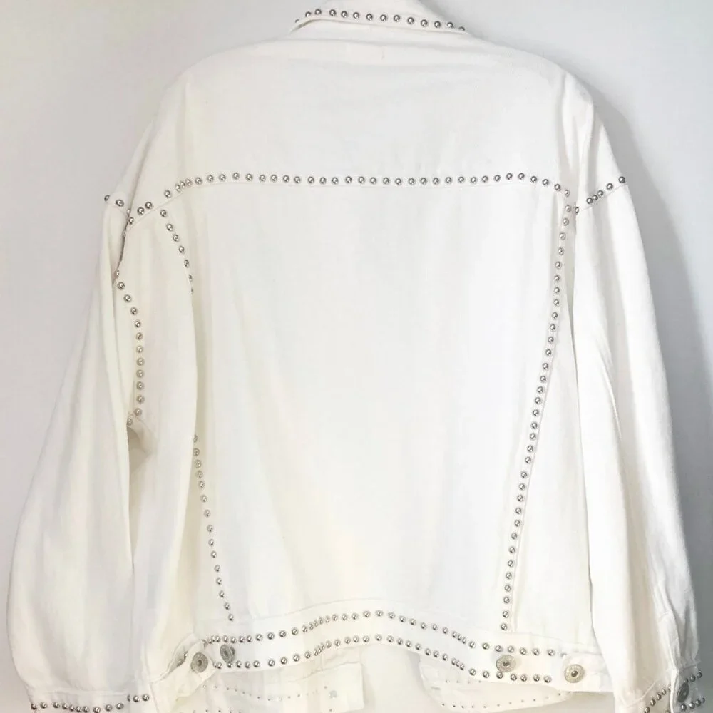 New Without Tag POL Denim White Jacket Women's Large - Picture 2 of 2